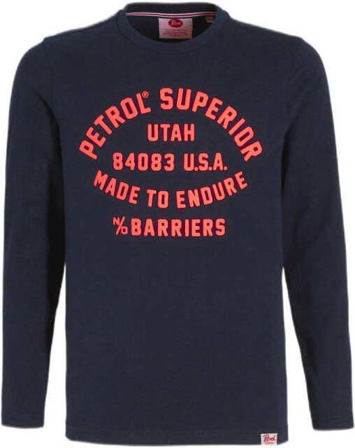 Petrol Industries longsleeve van biologisch katoen donkerblauw