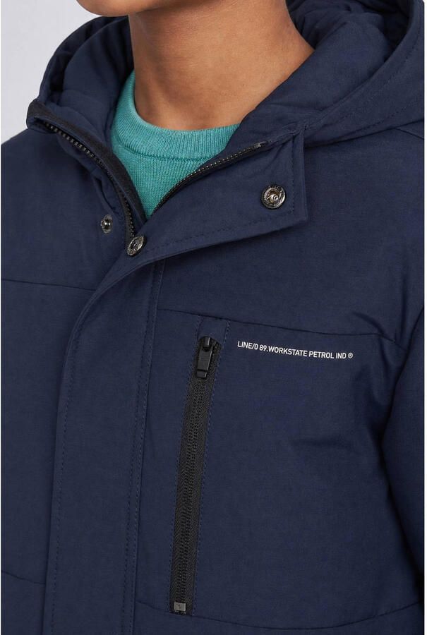 Petrol Industries gewatteerde winterjas donkerblauw Jongens Polyester Capuchon - Foto 2