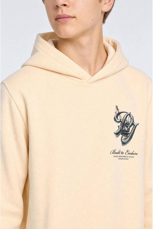 Petrol Industries hoodie met backprint crème Sweater Ecru Jongens Katoen Capuchon - Foto 2