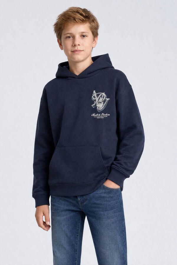 Petrol Industries hoodie met backprint donkerblauw