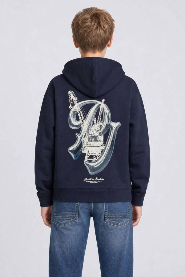 Petrol Industries hoodie met backprint donkerblauw - Foto 3