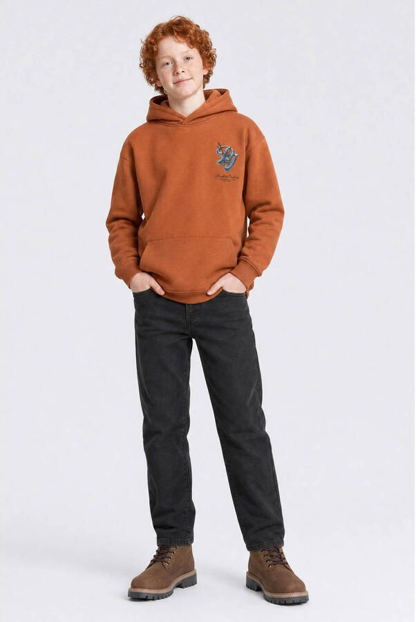 Petrol Industries hoodie met backprint oranje Sweater Jongens Katoen Capuchon - Foto 3