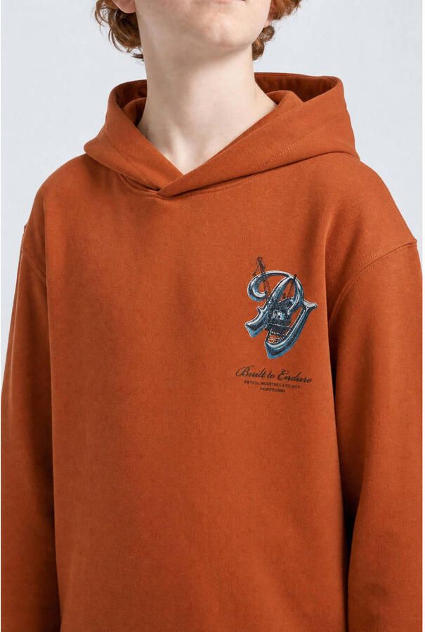 Petrol Industries hoodie met backprint oranje Sweater Jongens Katoen Capuchon - Foto 2