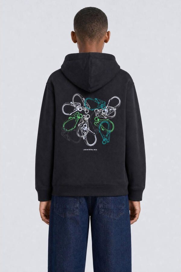 Petrol Industries hoodie met backprint zwart