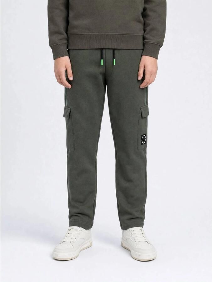Petrol Industries junior relaxed fit cargo joggingbroek kaki Groen Jongens Sweat