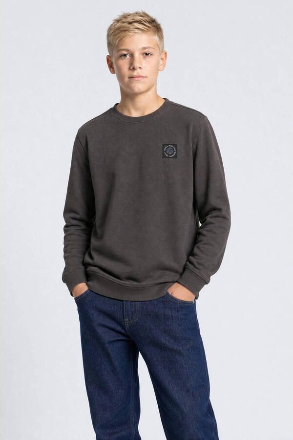 Petrol Industries katoenen sweater met logo antraciet Grijs Logo