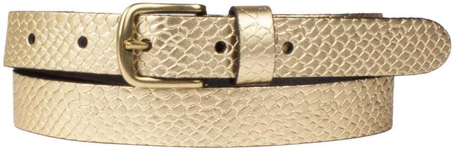 Petrol Industries leren riem met crocoprint goudkleurig