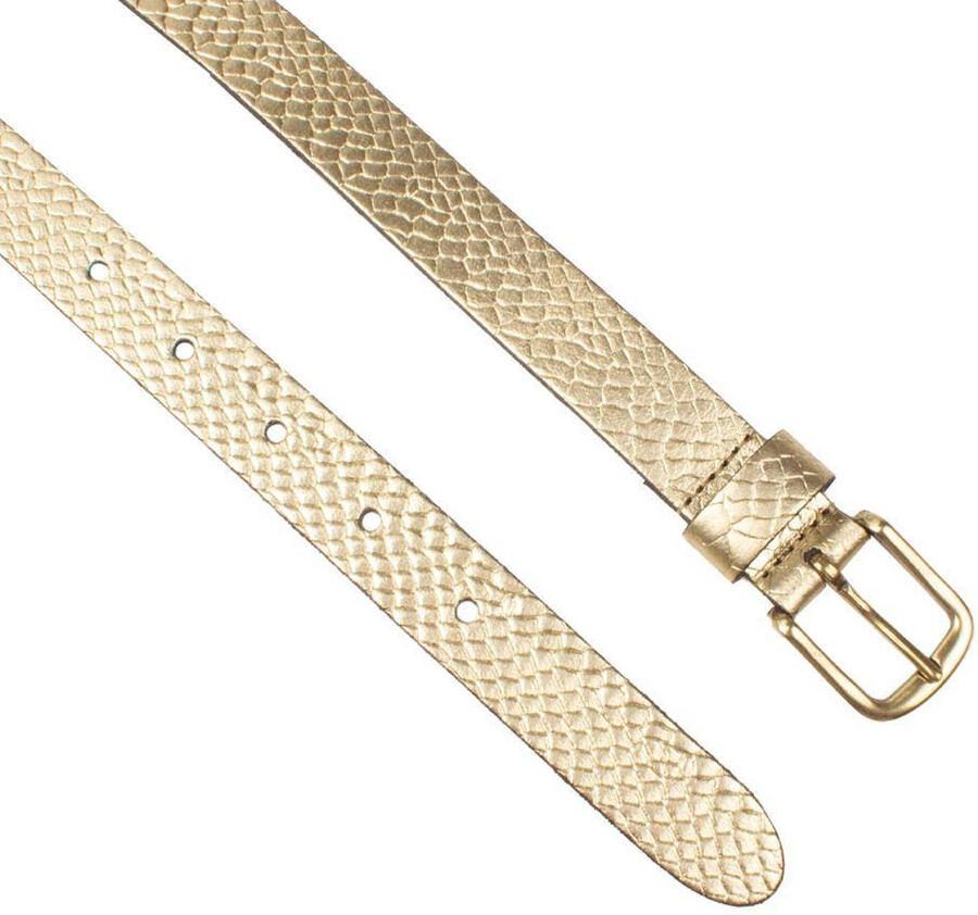 Petrol Industries leren riem met crocoprint goudkleurig - Foto 2