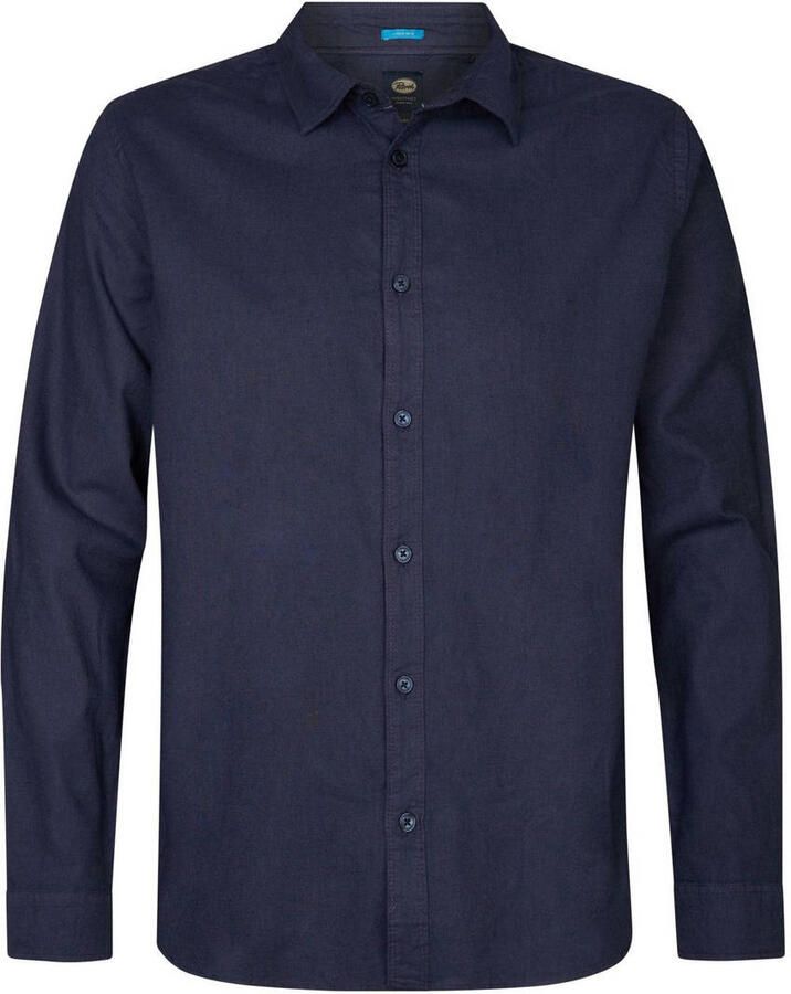Petrol Industries linnen casual overhemd blauw - Foto 2