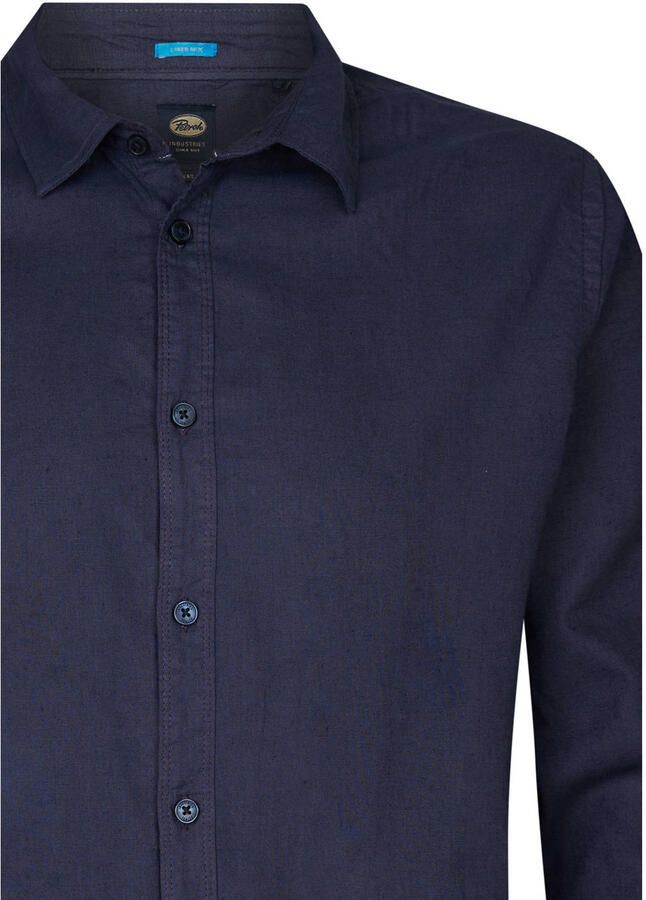 Petrol Industries linnen casual overhemd blauw