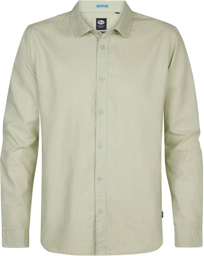 Petrol Industries linnen casual overhemd groen - Foto 3