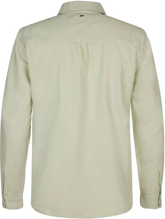 Petrol Industries linnen casual overhemd groen
