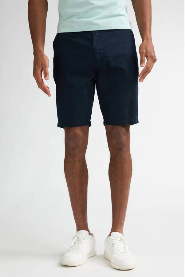 Petrol Industries linnen chino short donkerblauw