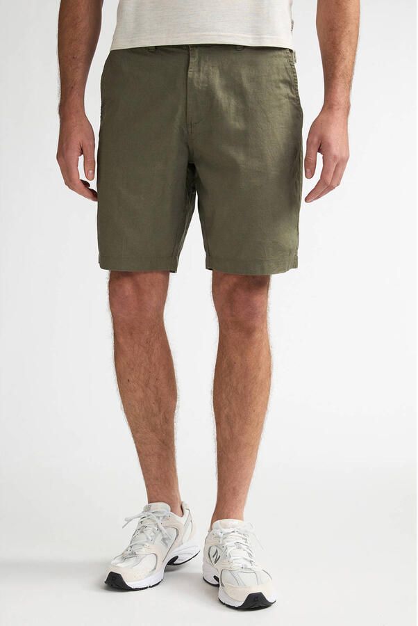 Petrol Industries linnen regular fit chino short legergroen