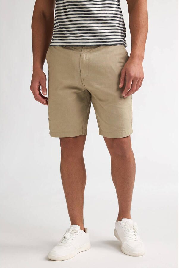 Petrol Industries linnen regular fit chino short lichtbruin