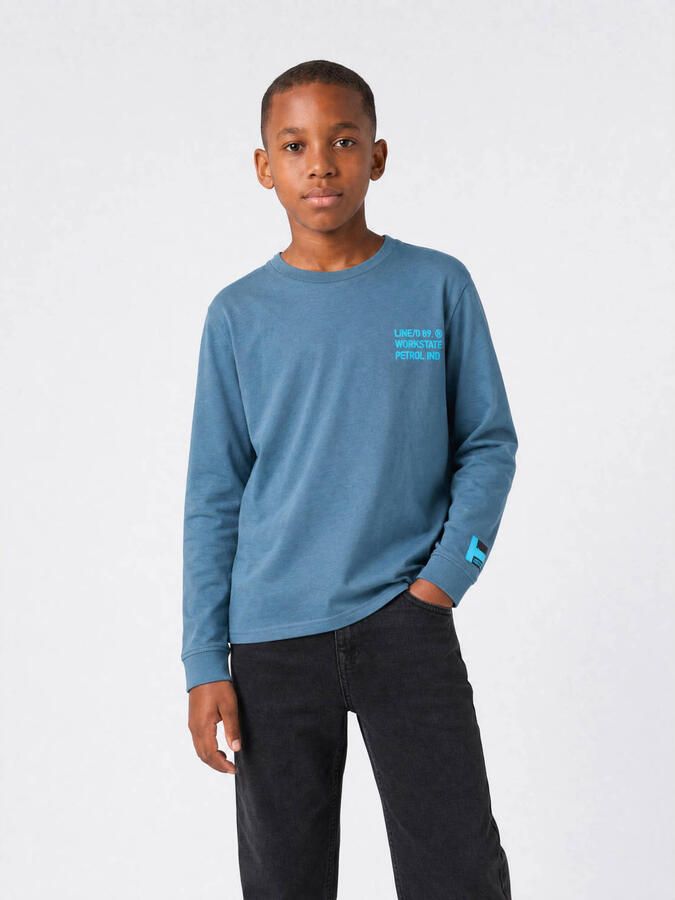 Petrol Industries longsleeve met backprint blauw Jongens Katoen Ronde hals