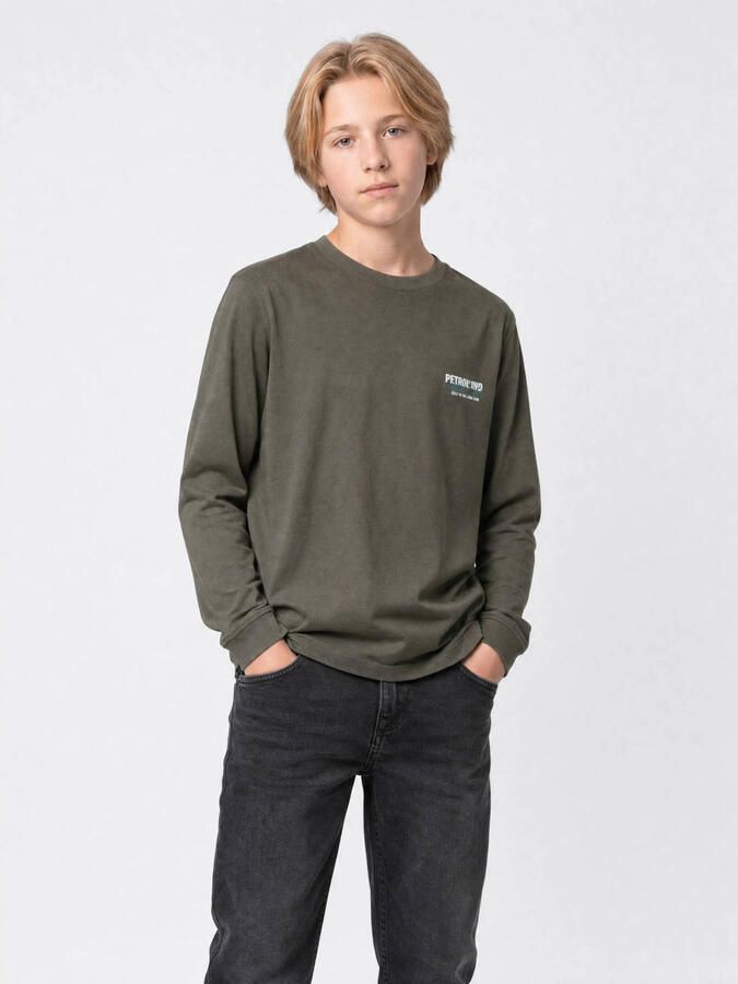 Petrol Industries longsleeve met backprint kaki