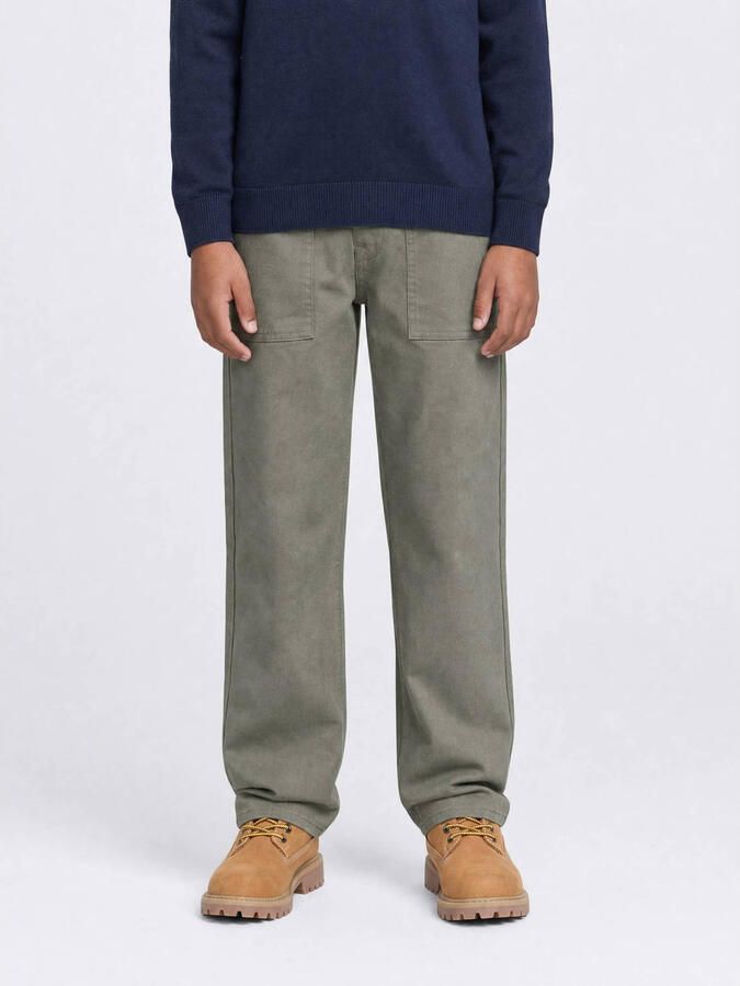 Petrol Industries loose fit jeans kaki Groen Jongens Denim Effen