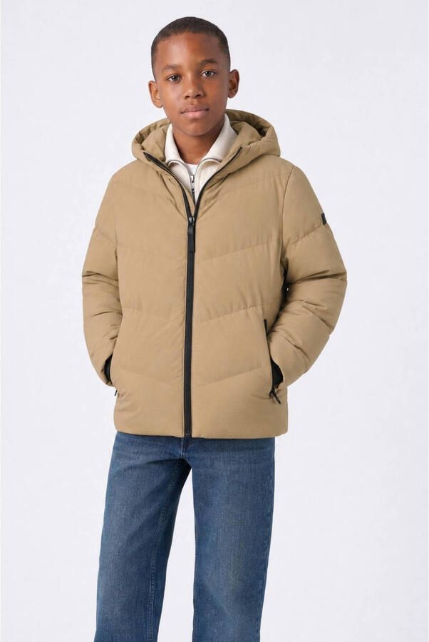 Petrol Industries pufferjas camel Bruin Jongens Polyester Capuchon Effen