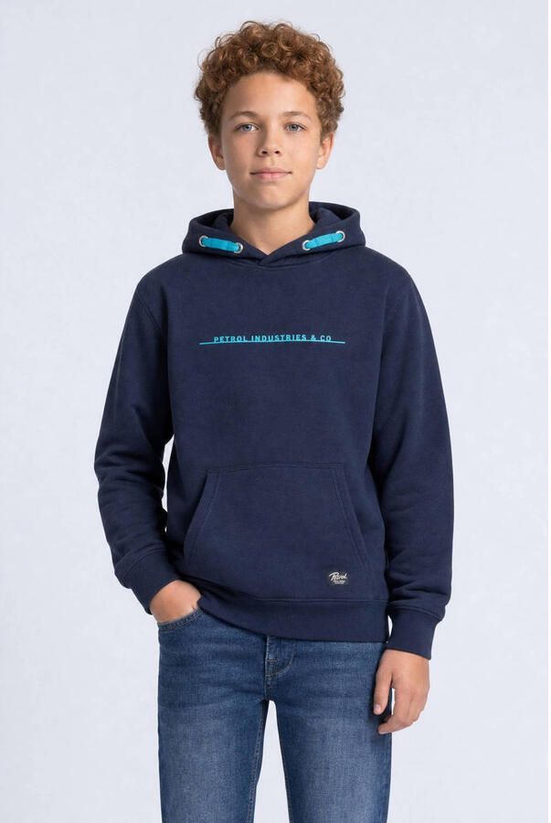 Petrol Industries rechtvallende hoodie met logo donkerblauw
