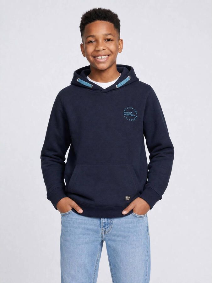 Petrol Industries rechtvallende hoodie met logo donkerblauw