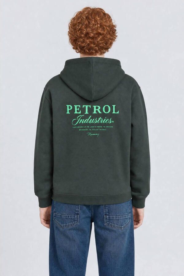 Petrol Industries rechtvallende hoodie met logo donkergroen Sweater Logo - Foto 3