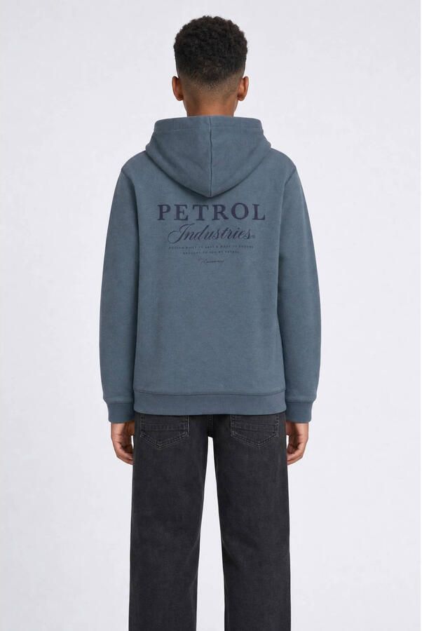 Petrol Industries rechtvallende hoodie met logo grijsblauw Sweater Logo - Foto 2