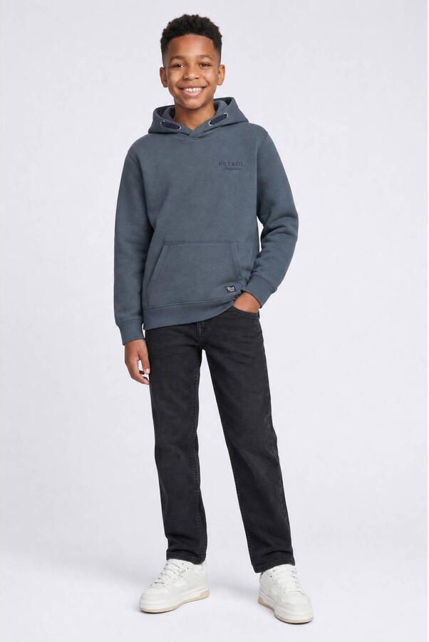 Petrol Industries rechtvallende hoodie met logo grijsblauw Sweater Logo - Foto 3