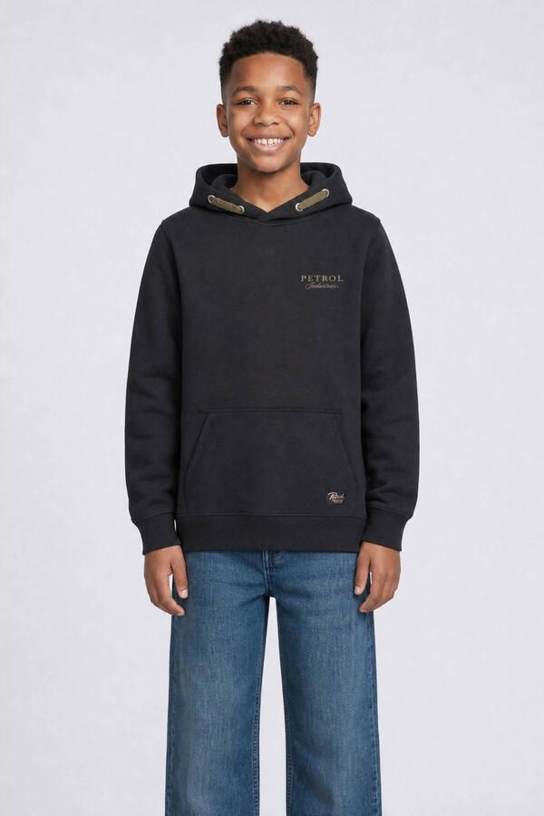 Petrol Industries rechtvallende hoodie met logo zwart Sweater Logo