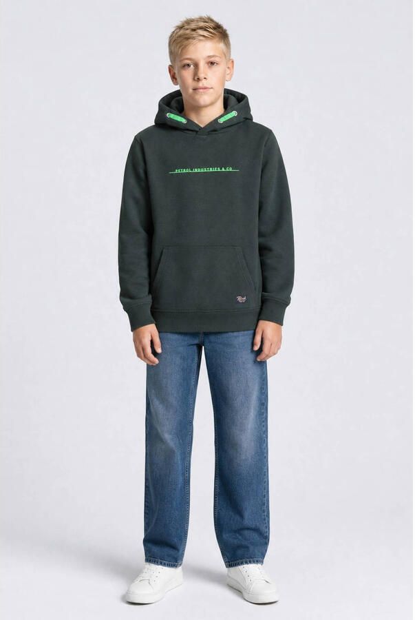 Petrol Industries rechtvallende hoodie met print donkergroen Sweater - Foto 3