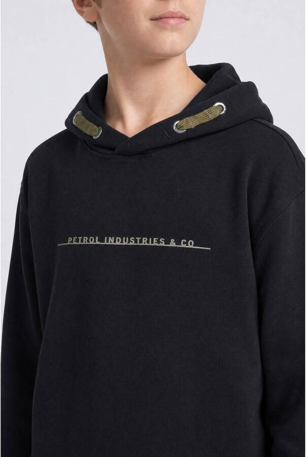 Petrol Industries rechtvallende hoodie met print zwart Sweater Printopdruk - Foto 2