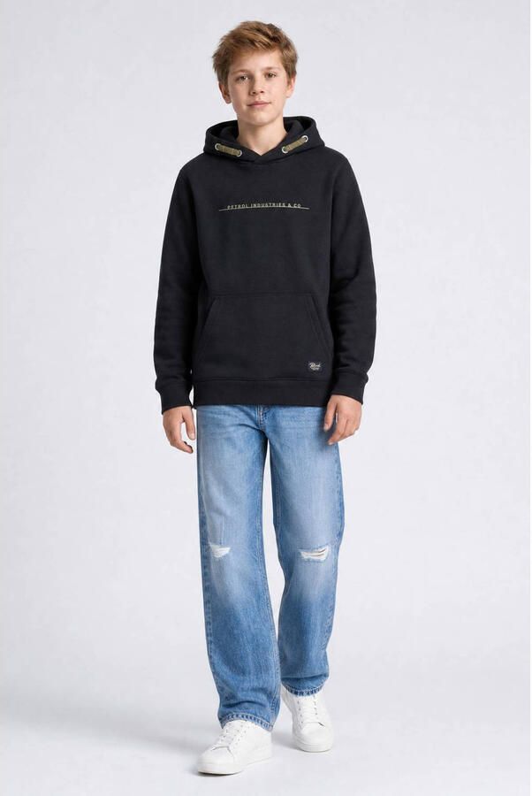 Petrol Industries rechtvallende hoodie met print zwart Sweater Printopdruk - Foto 3