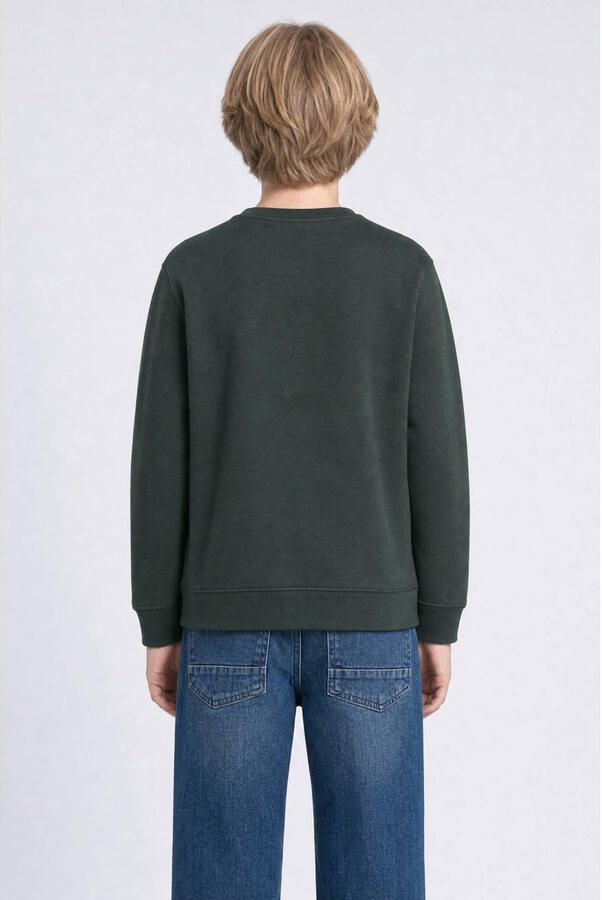 Petrol Industries rechtvallende sweater met print donkergroen Printopdruk - Foto 3