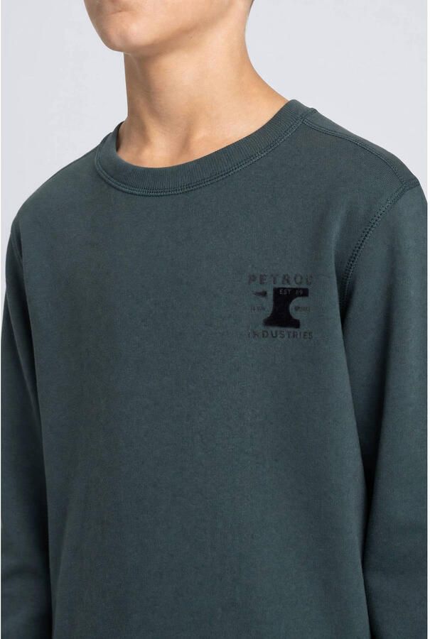 Petrol Industries rechtvallende sweater met print grijsblauw Printopdruk - Foto 2