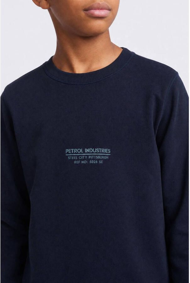 Petrol Industries rechtvallende sweater met print marineblauw Printopdruk - Foto 2