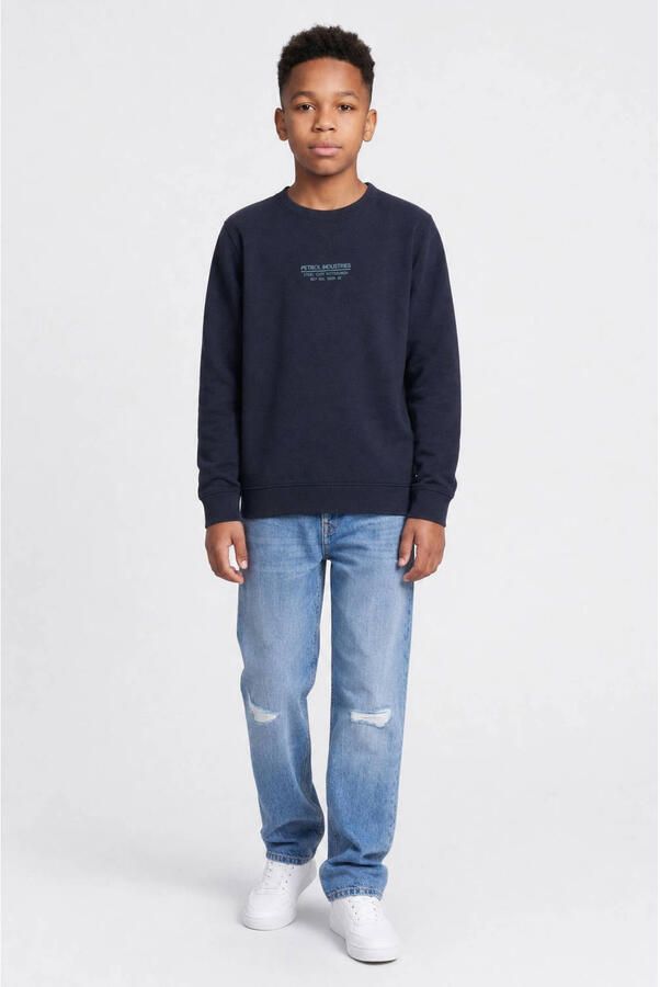Petrol Industries rechtvallende sweater met print marineblauw Printopdruk - Foto 3