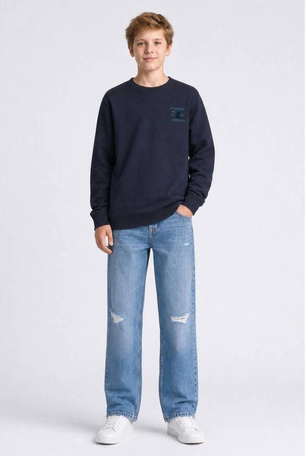 Petrol Industries rechtvallende sweater met print marineblauw Printopdruk - Foto 2
