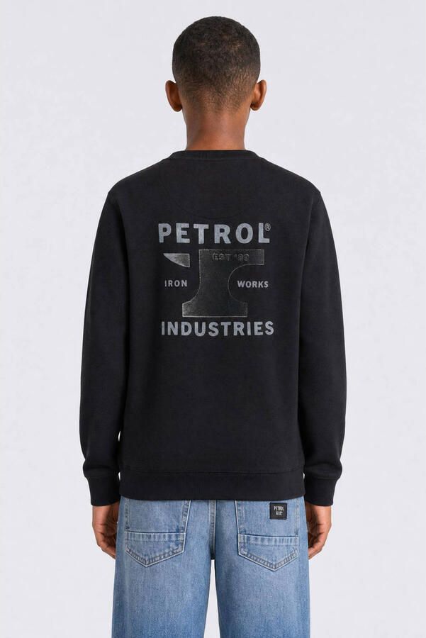 Petrol Industries rechtvallende sweater met print zwart Printopdruk - Foto 3