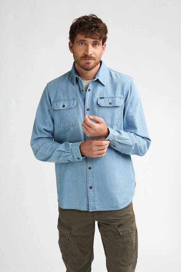 Petrol Industries regular casual overhemd light blue denim