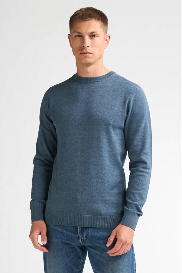 Petrol Industries regular fit gebreide gemêleerde trui blauw