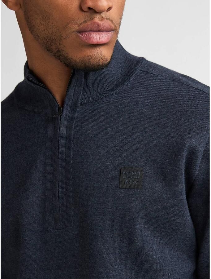 Petrol Industries regular fit gebreide gemêleerde trui donkerblauw - Foto 2