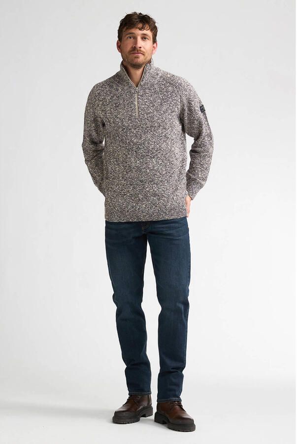 Petrol Industries regular fit gebreide gemêleerde trui met wol donkerblauw - Foto 3