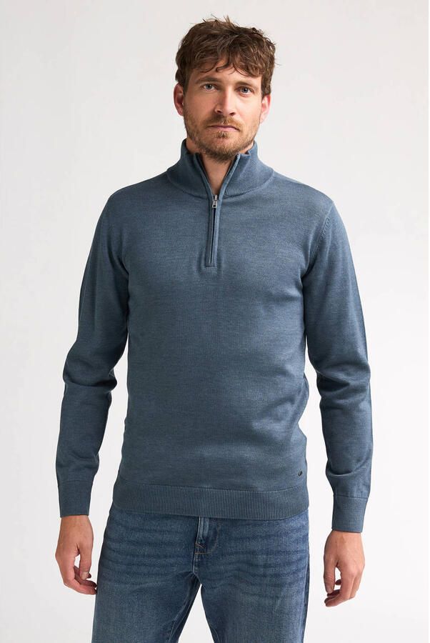 Petrol Industries regular fit gebreide trui blauw