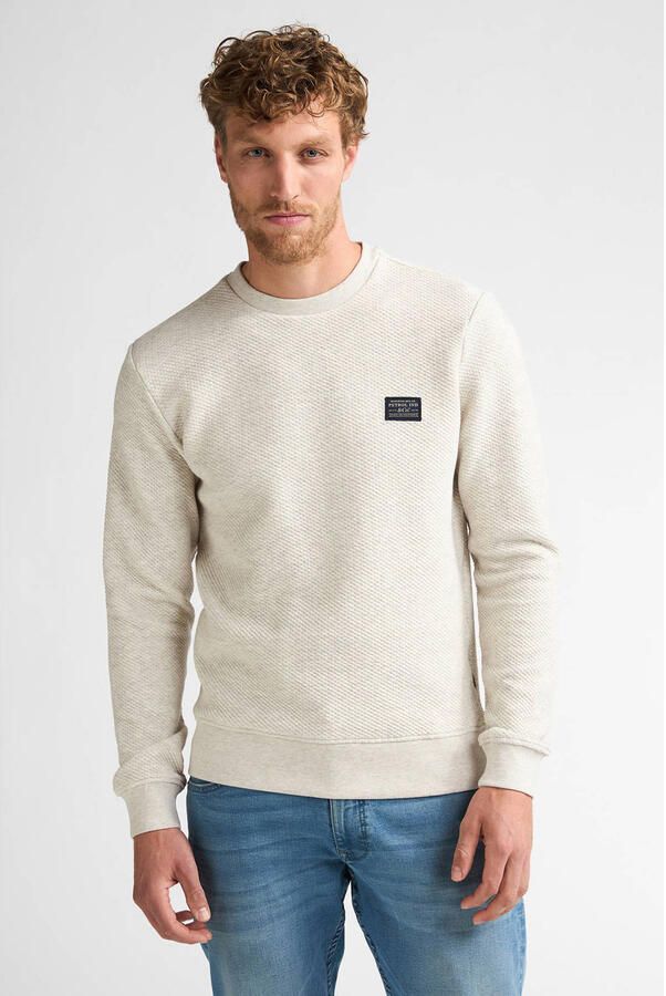 Petrol Industries regular fit gemêleerde sweater wit