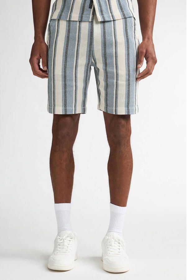 Petrol Industries regular fit gestreepte short blauw