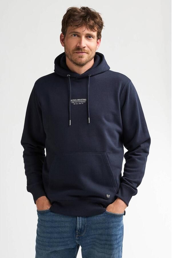 Petrol Industries regular fit hoodie met logo marineblauw