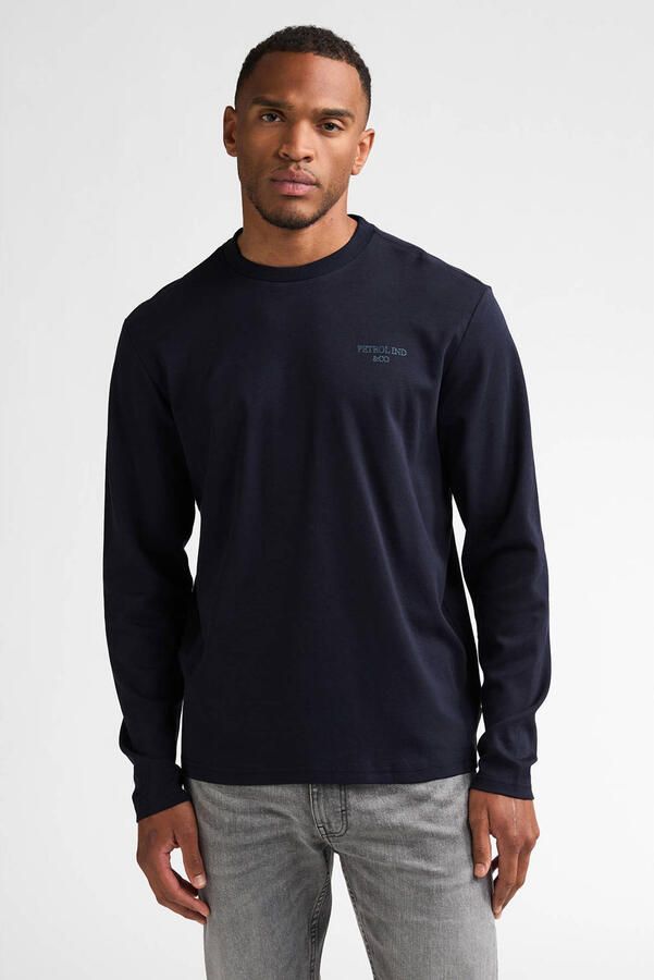 Petrol Industries regular fit longsleeve met logo donkerblauw