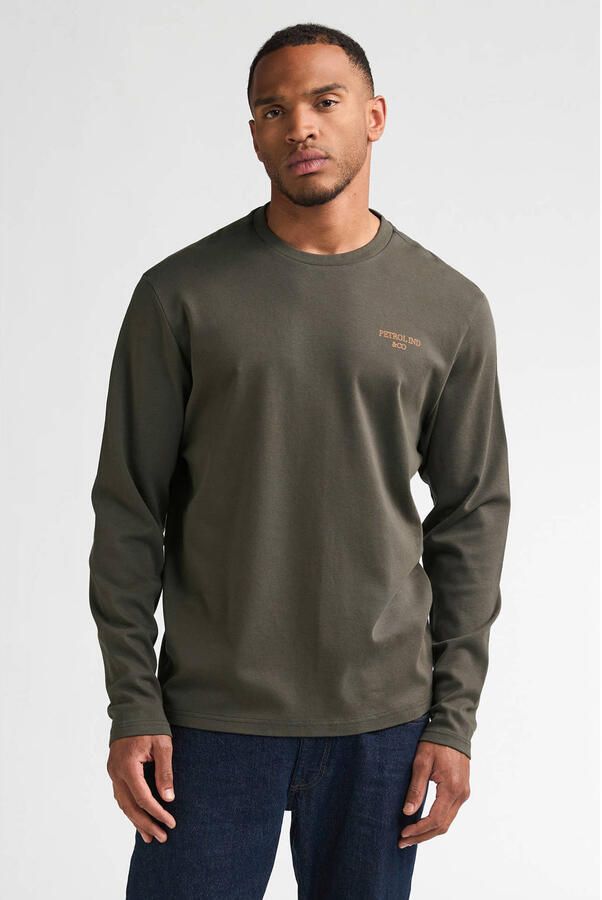 Petrol Industries regular fit longsleeve met logo donkergroen