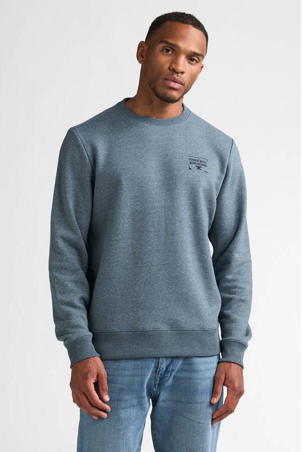 Petrol Industries regular fit sweater met borduursels blauw