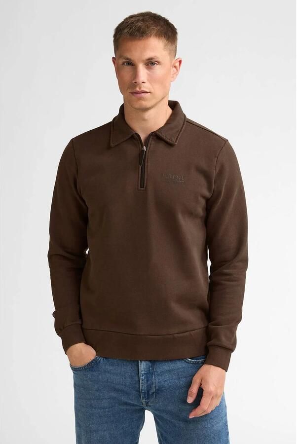 Petrol Industries regular fit sweater met logo bruin